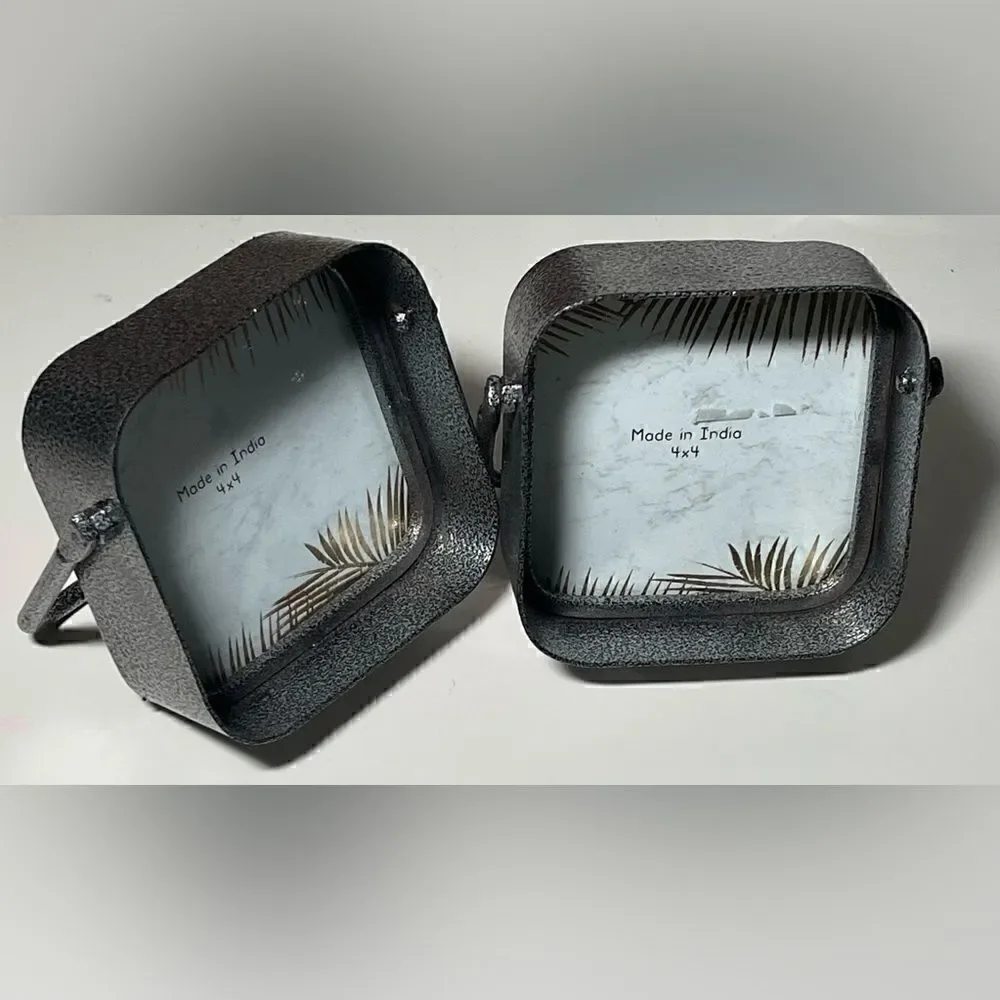2 metal 4x4 photo frames
